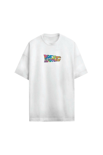 Cotton Division Oversize T-shirt White Back To The Future Hoverboard Far Out