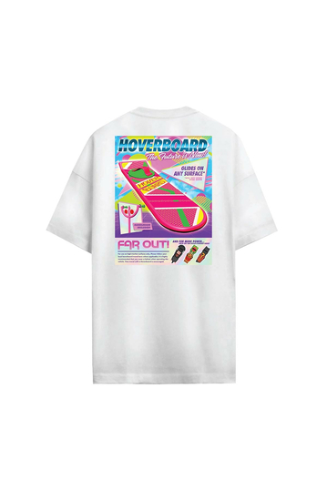 Cotton Division Oversize T-shirt White Back To The Future Hoverboard Far Out