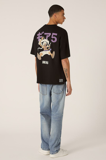 Alcott Boxy Fit T-shirt One Piece Luffy Black