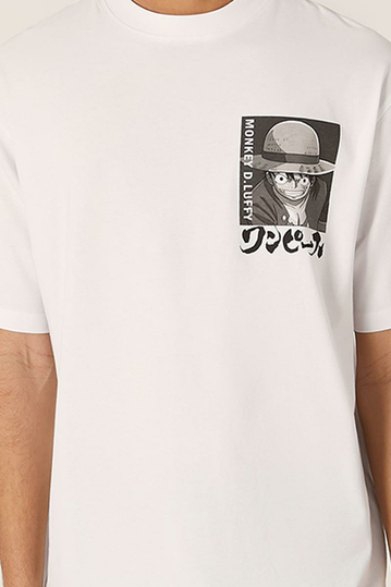 Alcott Boxy Fit T-shirt One Piece Monkey D. Luffy White