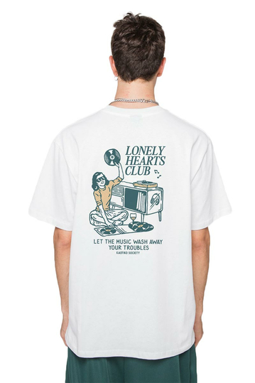 Kaotiko Lonely Hearts Organic Cotton T-Shirt White