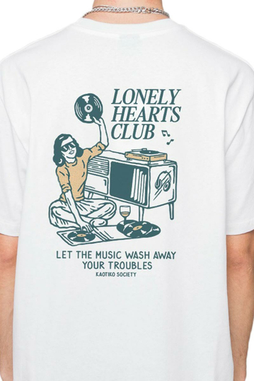 Kaotiko Lonely Hearts Organic Cotton T-Shirt White