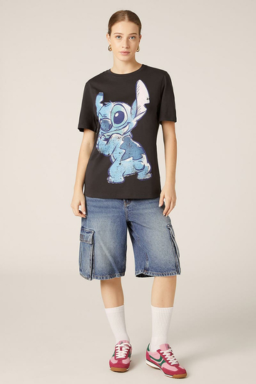 Alcott Print T-shirt Stitch Black