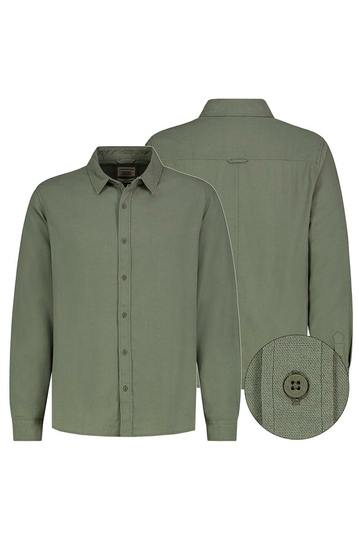 Eight2Nine Linen Blend Πουκάμισο λαδί