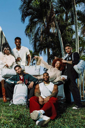 Sprayground Knit Sharks In Paris In Cream Grey OG Sling