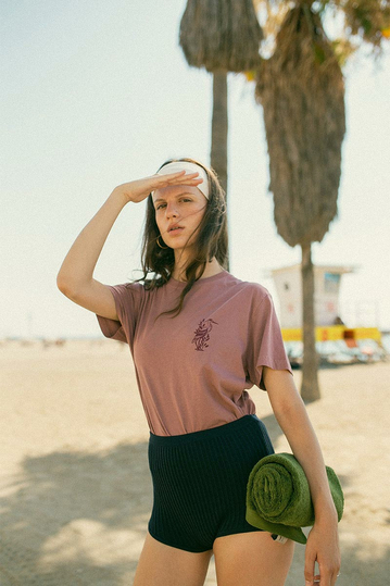 Kaotiko Washed T-shirt Lotus Burgundy