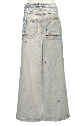 Wide Leg Printed Jeans