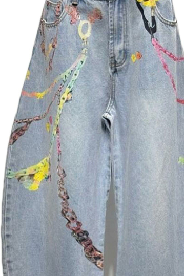 Painted Balloon Jeans Blue