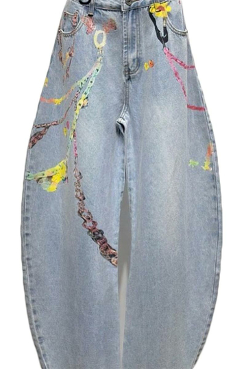 Painted Balloon Jeans Blue