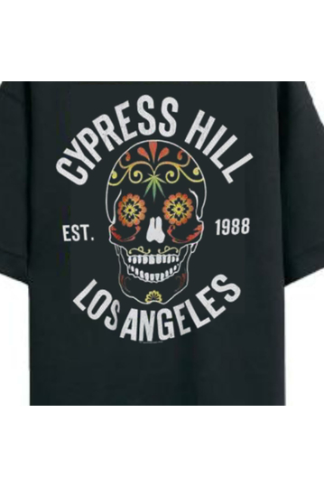 Amplified Oversized T-shirt Cypress Hill Floral Skull Black