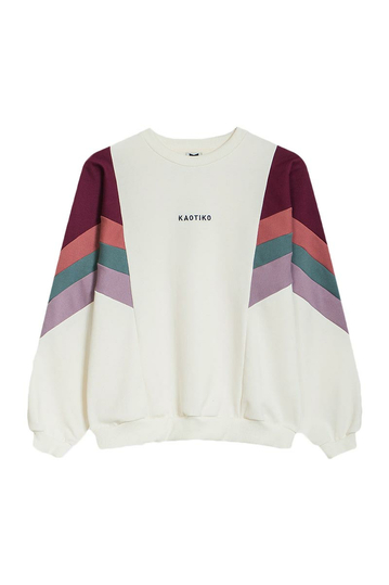 Kaotiko Ginger Crew Sweatshirt Ivory/ Wine/ Burgundy
