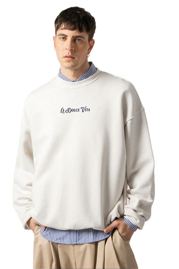 Kaotiko La Dolce Vita Organic Cotton White Sweatshirt