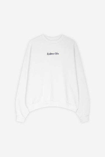 Kaotiko La Dolce Vita Organic Cotton White Sweatshirt