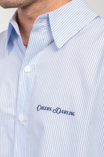 Kaotiko Cheers Darling Shirt Blue Stripes