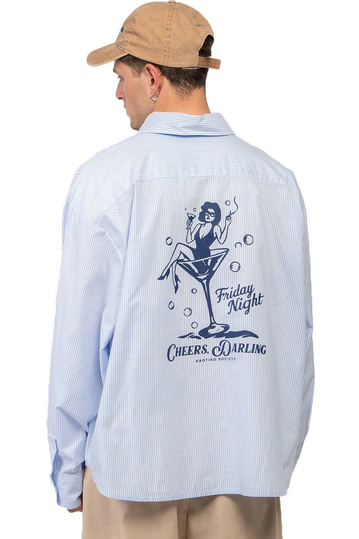 Kaotiko Cheers Darling Shirt Blue Stripes