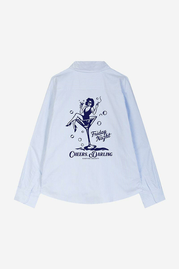 Kaotiko Cheers Darling Shirt Blue Stripes