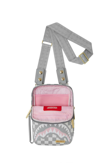 Sprayground Knit Sharks In Paris In Cream Grey OG Sling