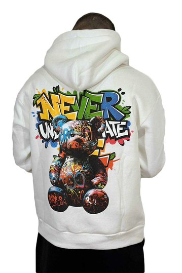Teddy Bear Never Hoodie White