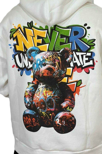 Teddy Bear Never Hoodie White
