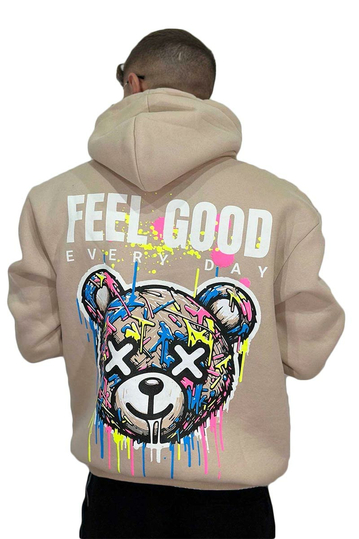 Teddy Bear Feel Good Hoodie Ecru