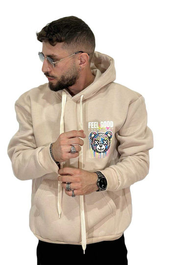 Teddy Bear Feel Good Hoodie Ecru