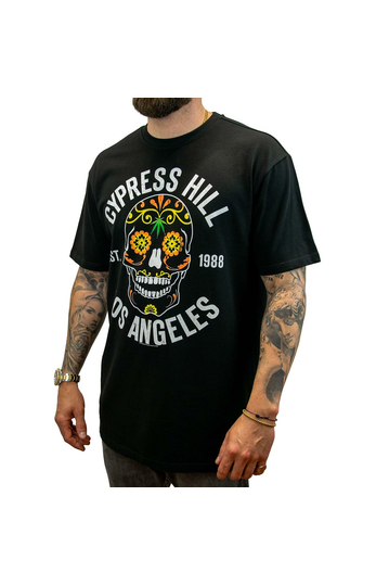 Amplified Oversized T-shirt Cypress Hill Floral Skull Black