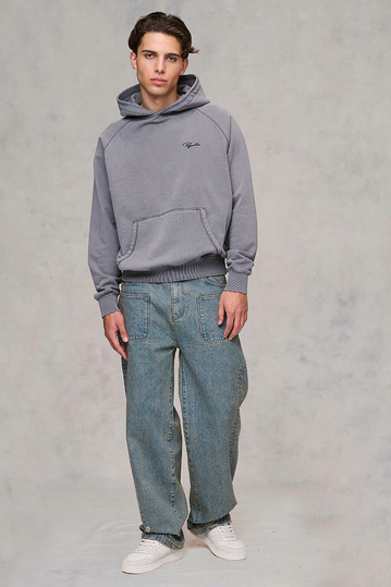 Pegador Signar Raglan Hoodie Vintage Grey Black Logo