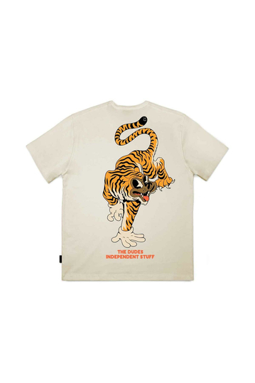 The Dudes Organic Cotton T-shirt Tiger Bear Almond Milk