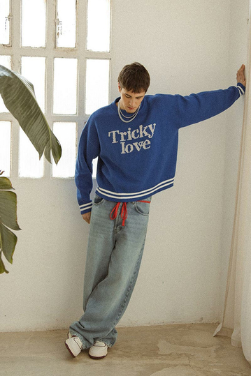 Kaotiko Tricky Love Sweater Royal