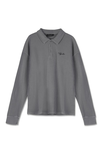 Pegador Signar Rib Polo Longsleeve Vintage Grey
