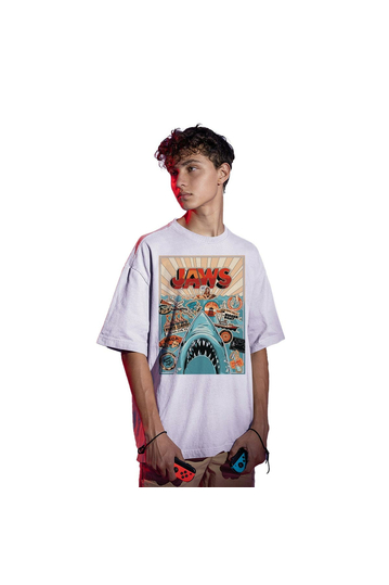 Cotton Division Jaws Arist Poster Oversize T-shirt White