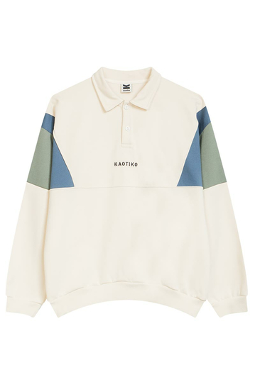 Kaotiko Harry Polo Sweatshirt Bone/Prussian/Old Green