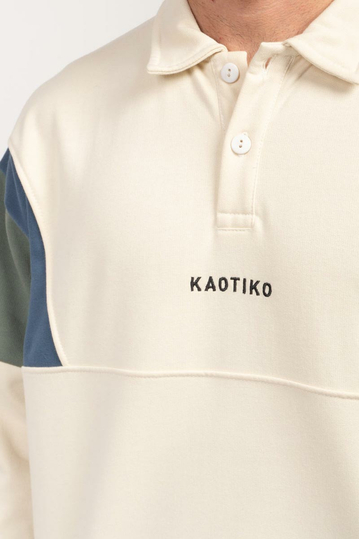 Kaotiko Harry Polo Sweatshirt Bone/Prussian/Old Green