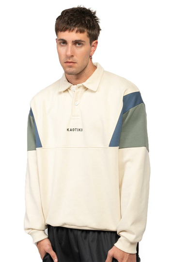 Kaotiko Harry Polo Sweatshirt Bone/Prussian/Old Green