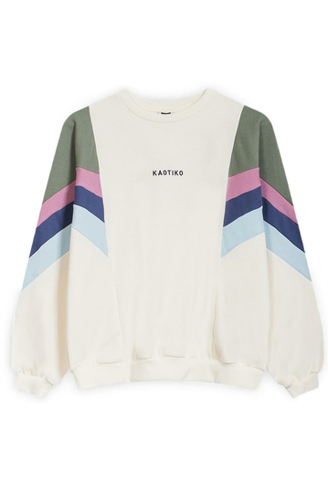 Kaotiko Ginger Crew Sweatshirt Ivory/ Green/ Orchid