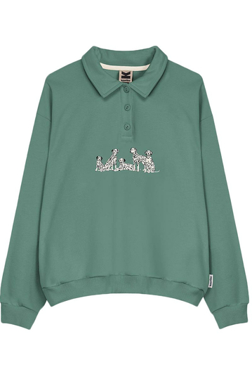 Kaotiko Dalmatian Polo Sweatshirt Green