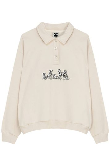 Kaotiko Dalmatian Polo Sweatshirt Stone
