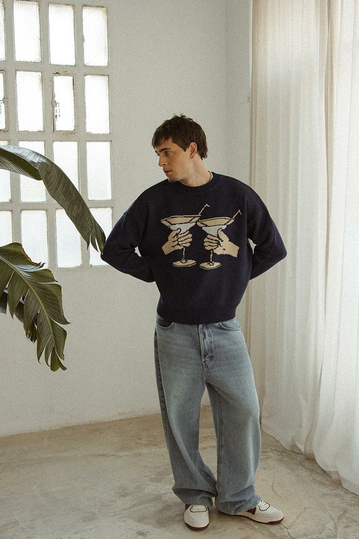 Kaotiko Cheers Sweater Navy