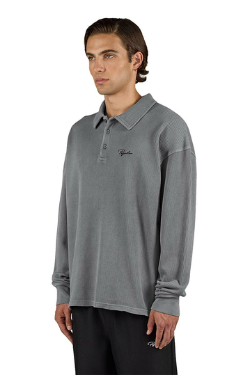 Pegador Signar Rib Polo Longsleeve Vintage Grey