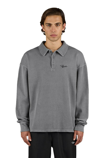 Pegador Signar Rib Polo Longsleeve Vintage Grey