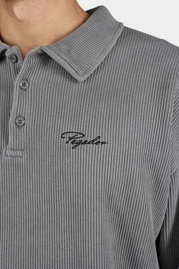 Pegador Signar Rib Polo Longsleeve Vintage Grey