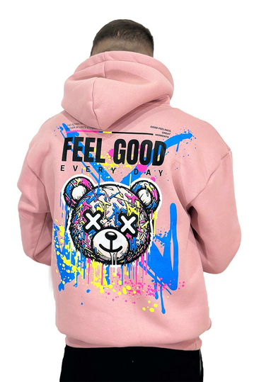 Teddy Bear Feel Good Hoodie Pink