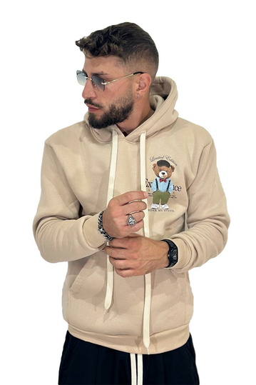 Teddy Bear Order My Steps Hoodie Beige