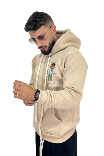 Teddy Bear Order My Steps Hoodie Beige