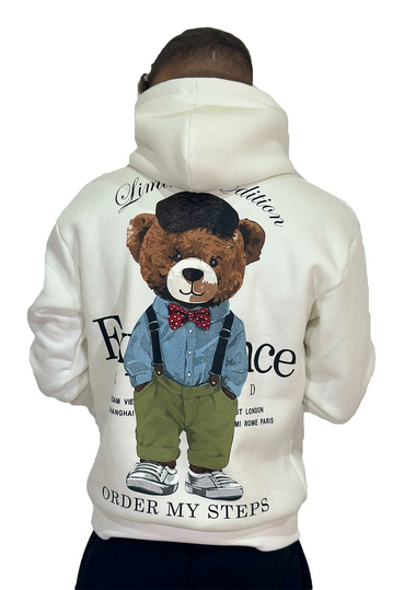 Teddy Bear Order My Steps Hoodie Cream