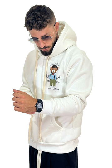 Teddy Bear Order My Steps Hoodie Cream