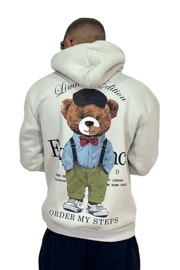 Teddy Bear Order My Steps Hoodie Ice Grey