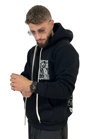 Teddy Bear Stay Real Hoodie Black