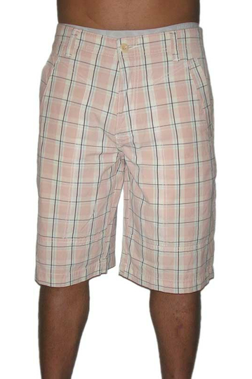 Men's checked chino shorts in pink