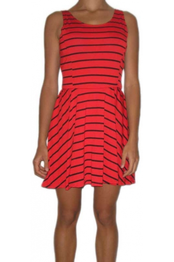 Mini striped dress in red